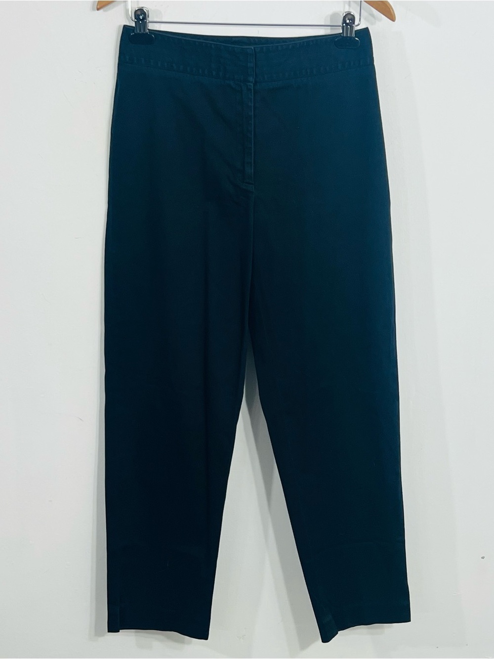 Talbots Casual Black Pants Cotton Spandex Size 8 With Stretch Straight Leg Chino